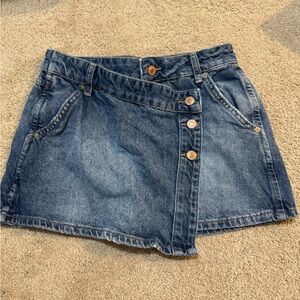 Free People Asymmetrical Denim Mini Skirt